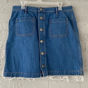 LOFT Raw Edge Denim Skirt